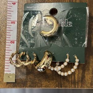 Wild Fable Gold and Pearl Earring Set